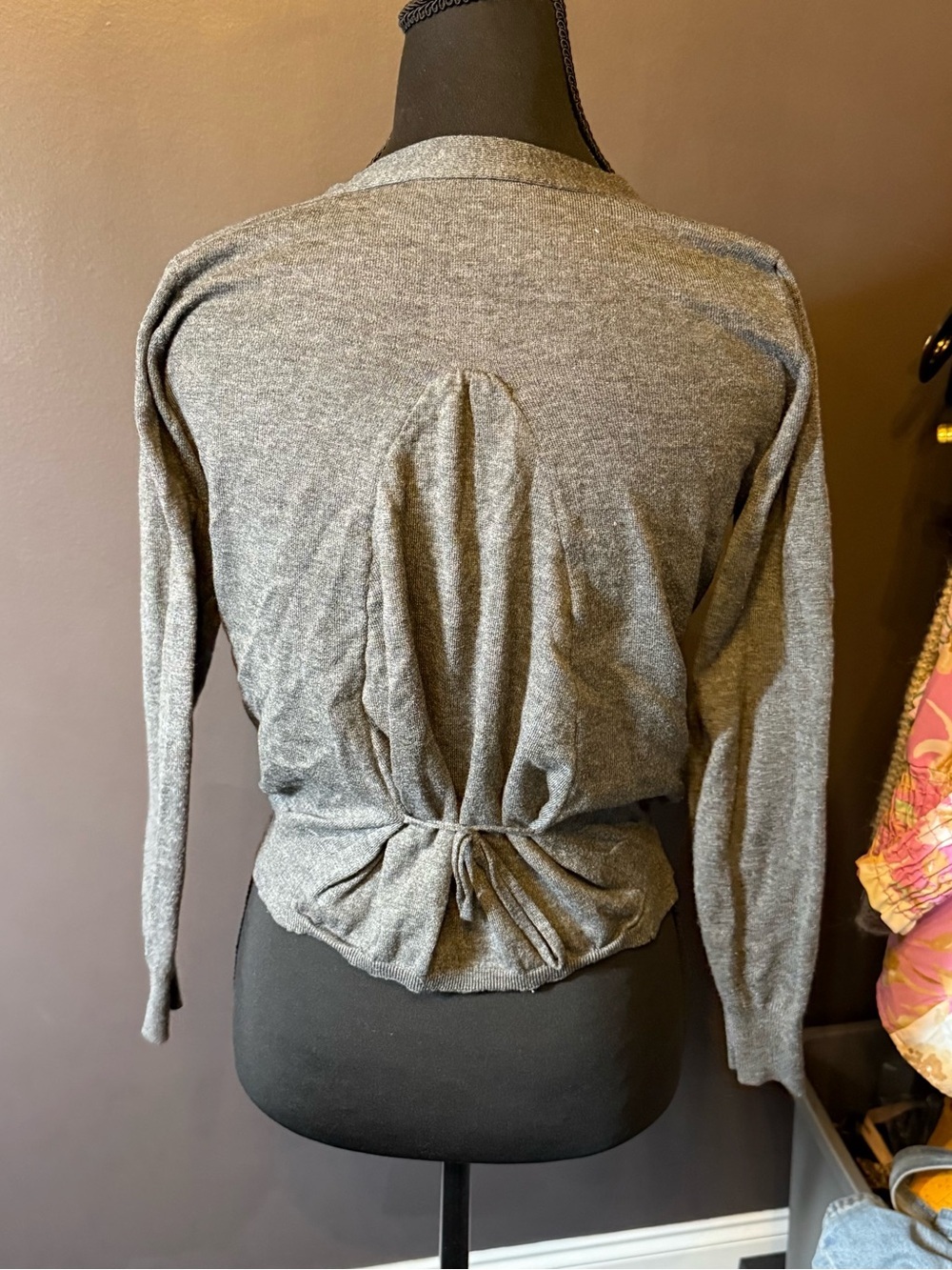 SHEIN Gray V-Neck Button-Up Cardigan with Pockets - Picture 4 of 6
